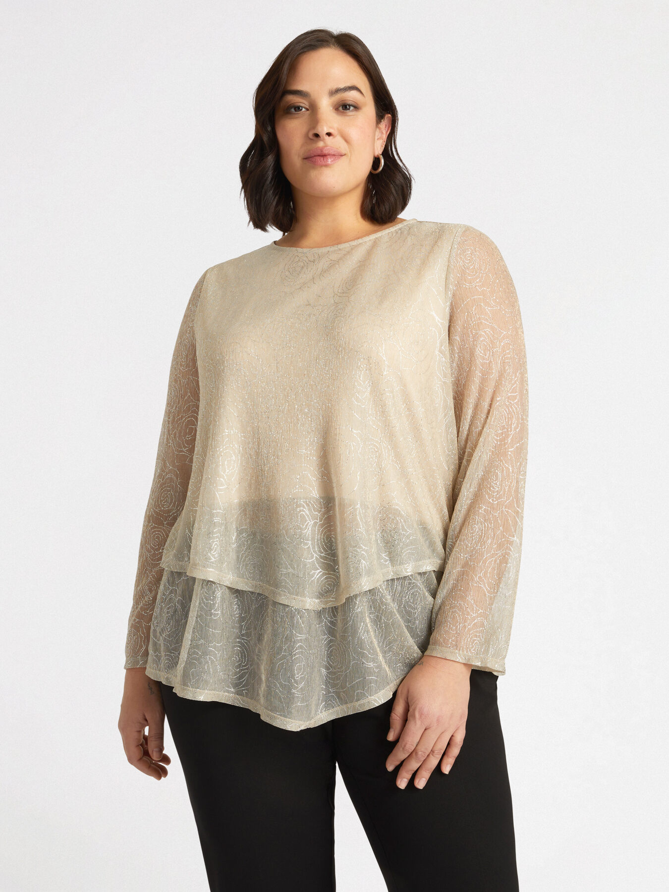 T-shirt en jersey lurex avec superpositions image number 0