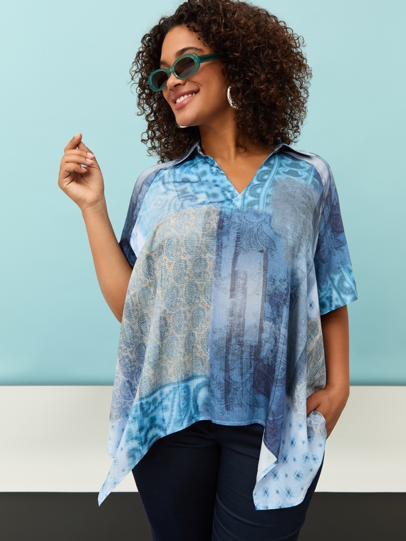 Bluse mit Bandana-Print in Verlaufsoptik