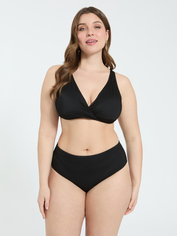 Mesh bikini with crossover neckline