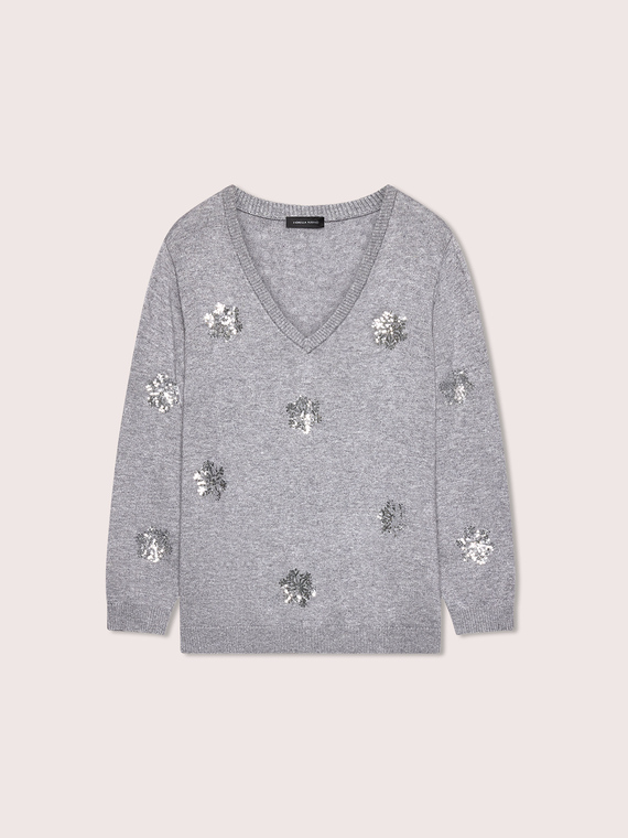 Pull avec paillettes florales