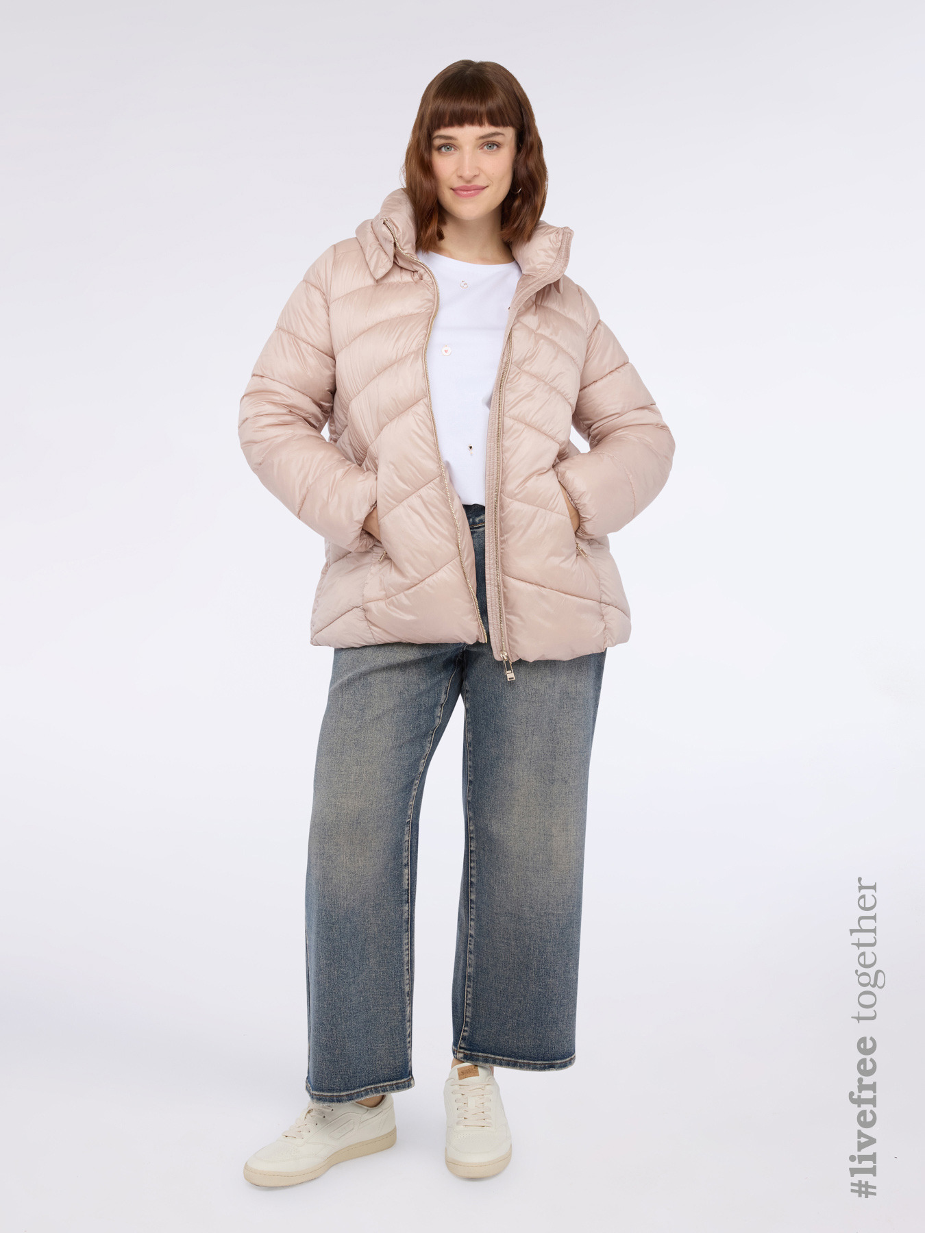 Down jacket with high collar image number 0