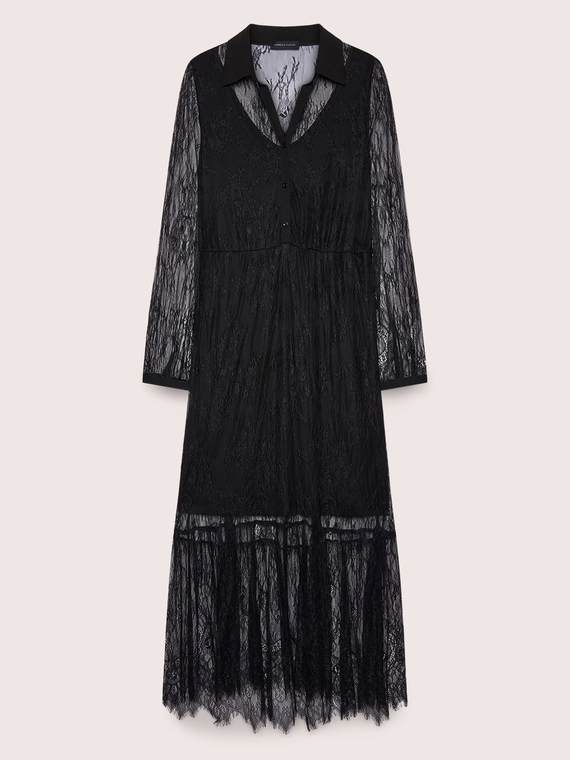 Lace shirtdress with ruffle