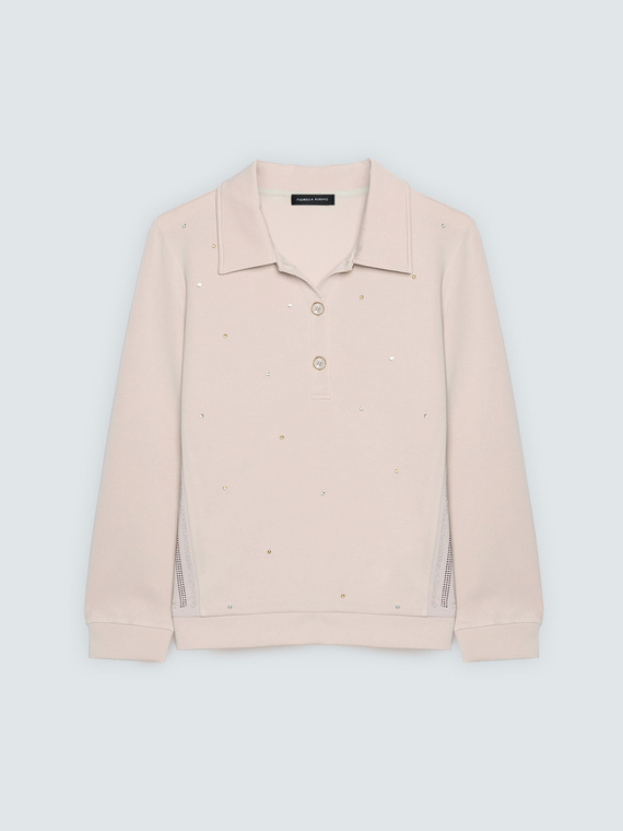 Polo sweatshirt with luminous appliqu&eacute;s