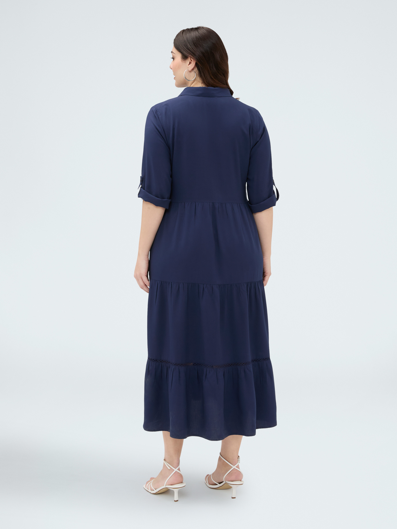 Long viscose shirt dress image number 1