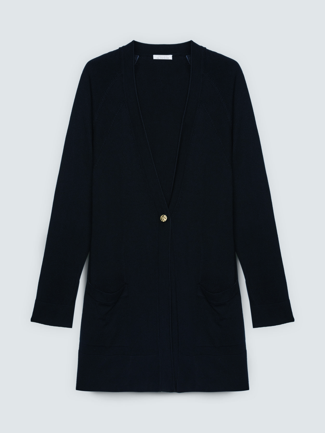 Cardigan lungo con scollo a V in maglia fine image number 4