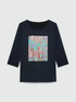 T-shirt with floral print and sequins image number 4