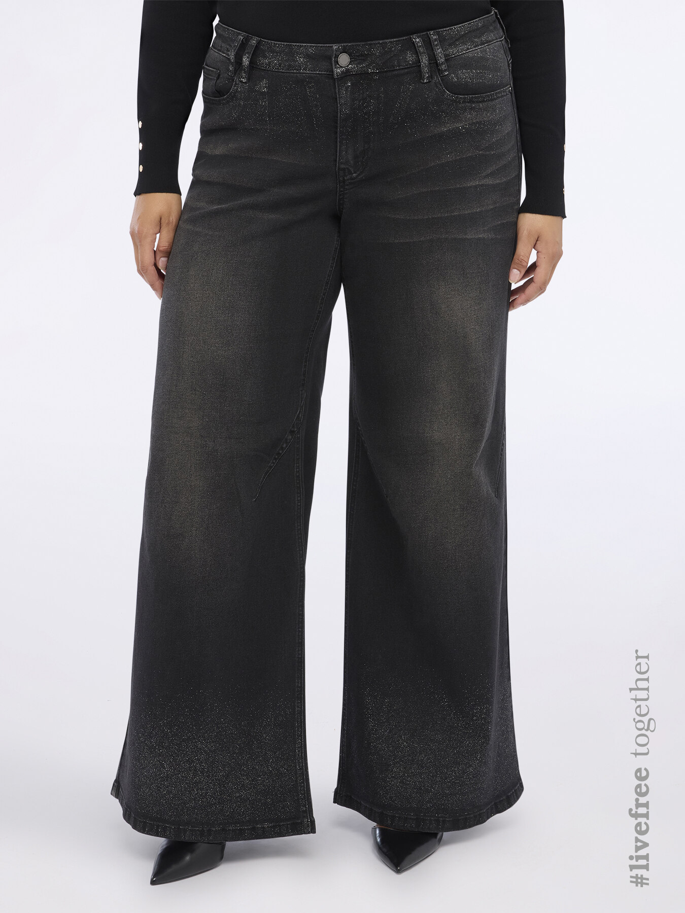 Jeans a palazzo effetto metallizzato image number 1