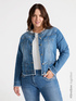 Denim jacket with pearl embroidery image number 1