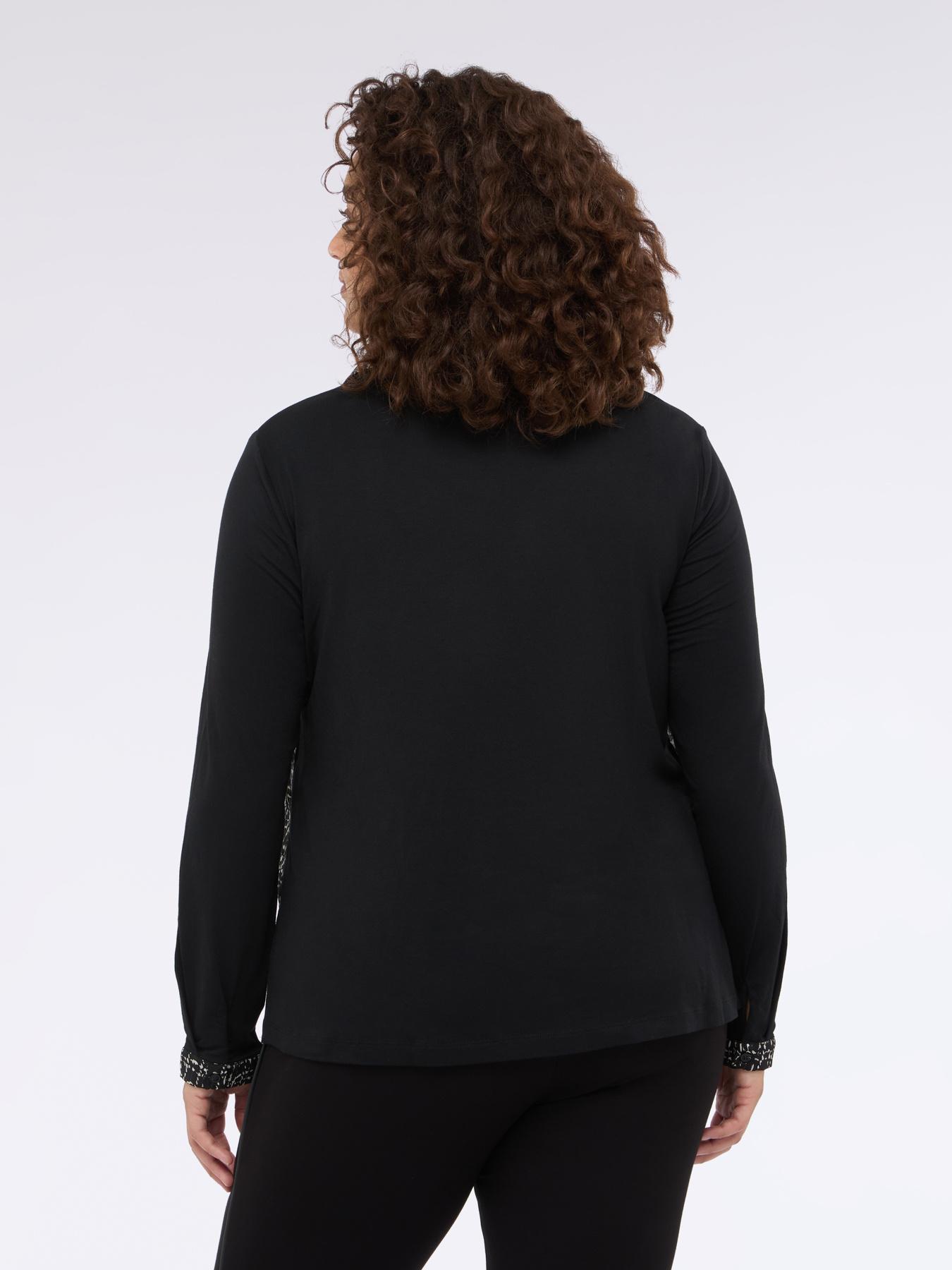 Two-material T-shirt with print image number 1