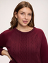 Crew-neck sweater with cable knit image number 3