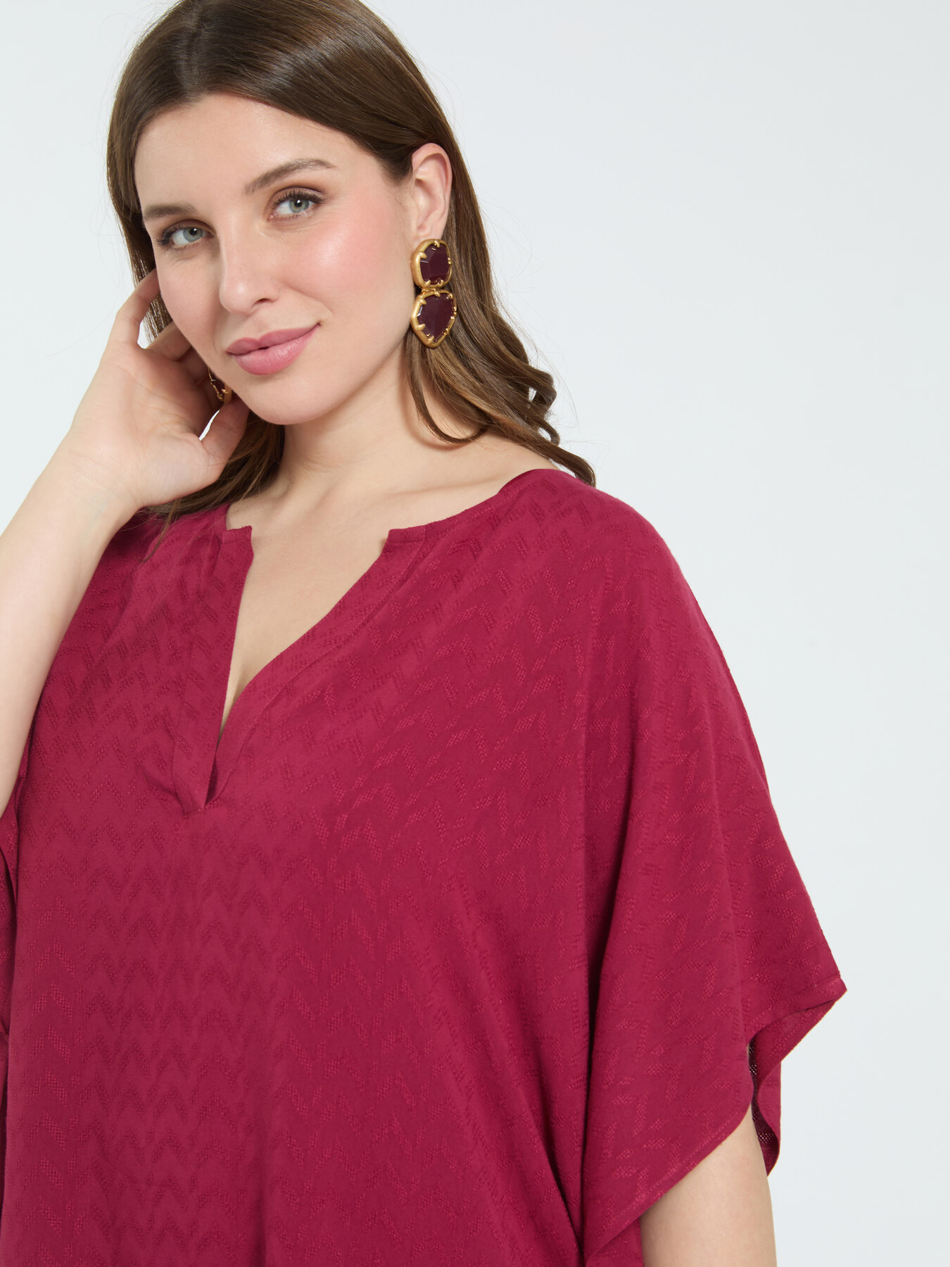 Closed kaftan in jacquard viscose image number 2