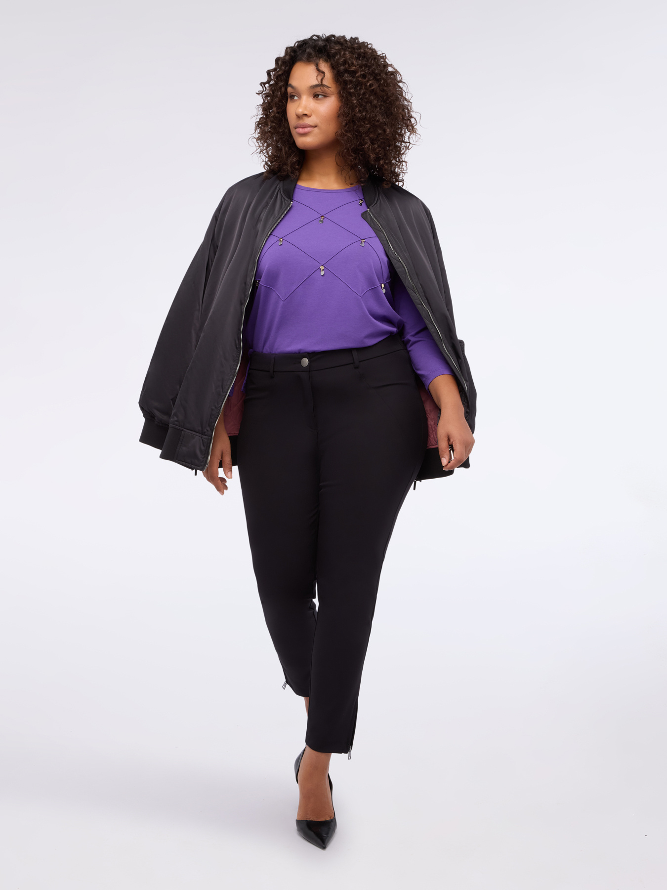 T-shirt en jersey de coton avec travail en losanges image number 1