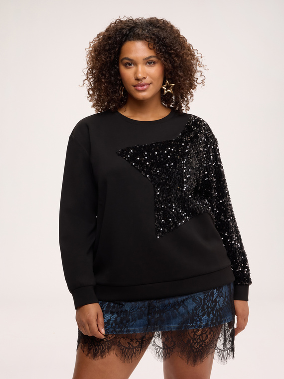 Sweatshirt mit Maxi-Stern aus Pailletten