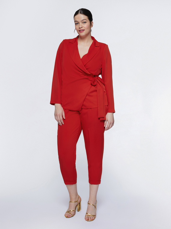 Fiorella Rubino - Blazer con chiusura a portafoglio Donna, Rosso Taglia: 43 (52 IT)