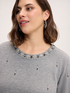 Sweat en viscose m&eacute;lang&eacute;e avec strass et perles image number 3