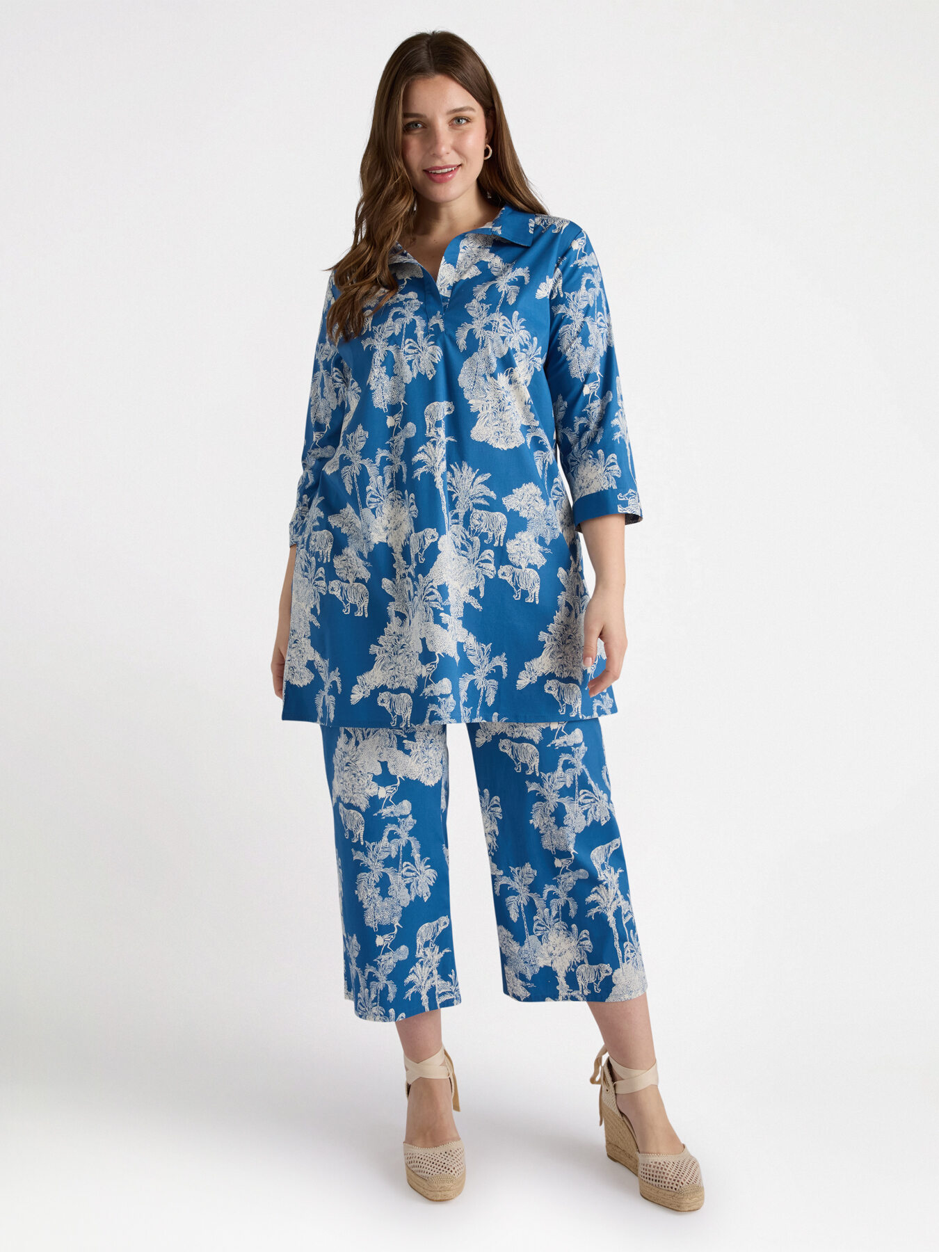 Pantaloni ampi dalla stampa giungla image number 0