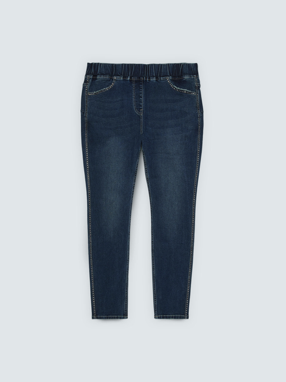 Washed effect jeggings with appliqu&eacute;s