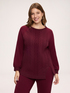 Crew-neck sweater with cable knit image number 0