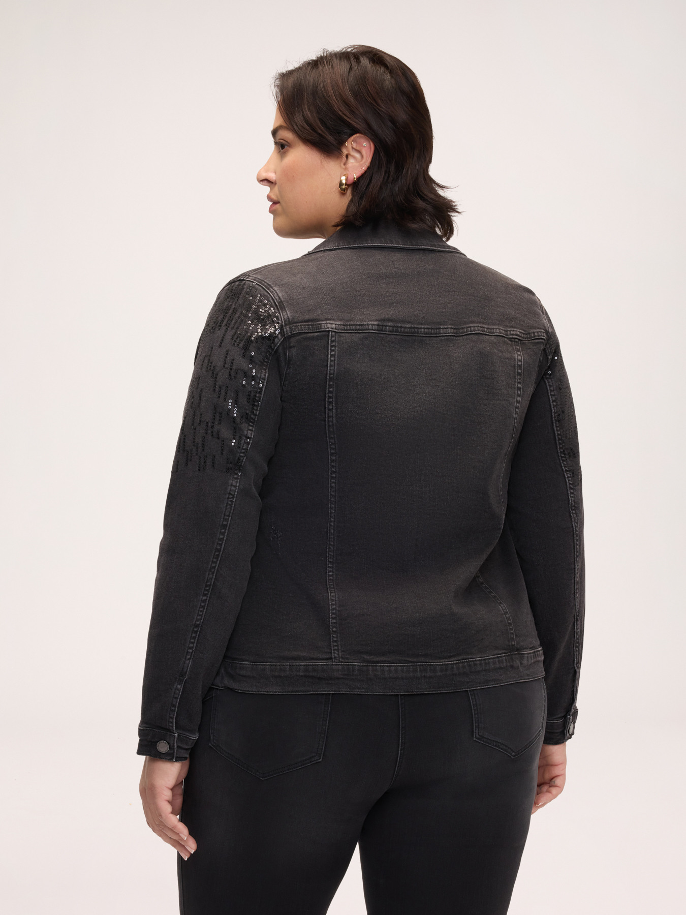 Denim jacket with sequins image number 1