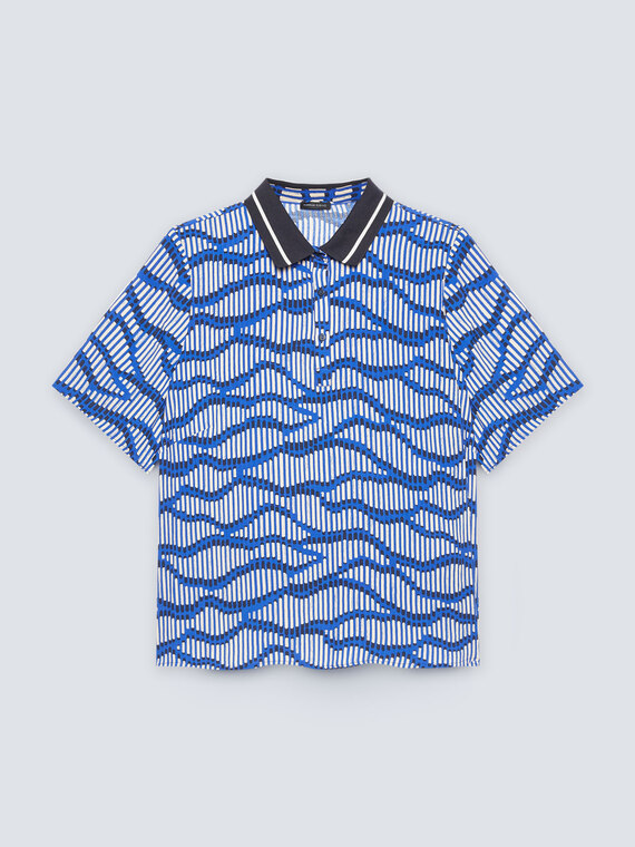 Bedruckte Bluse aus ECOVERO™-Viskose mit Wellenmuster