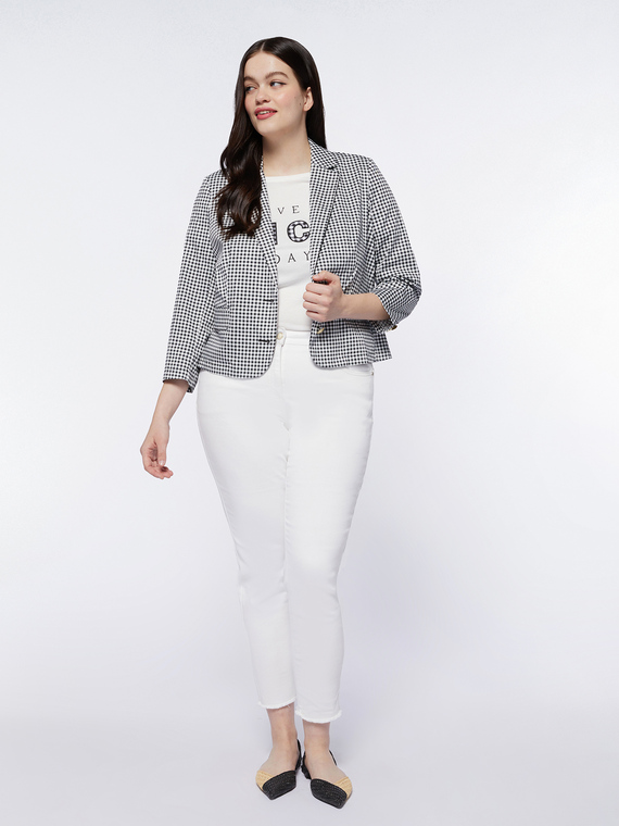 Fiorella Rubino - Blazer a quadretti Vichy Donna, Nero Taglia: 45 (54 IT)