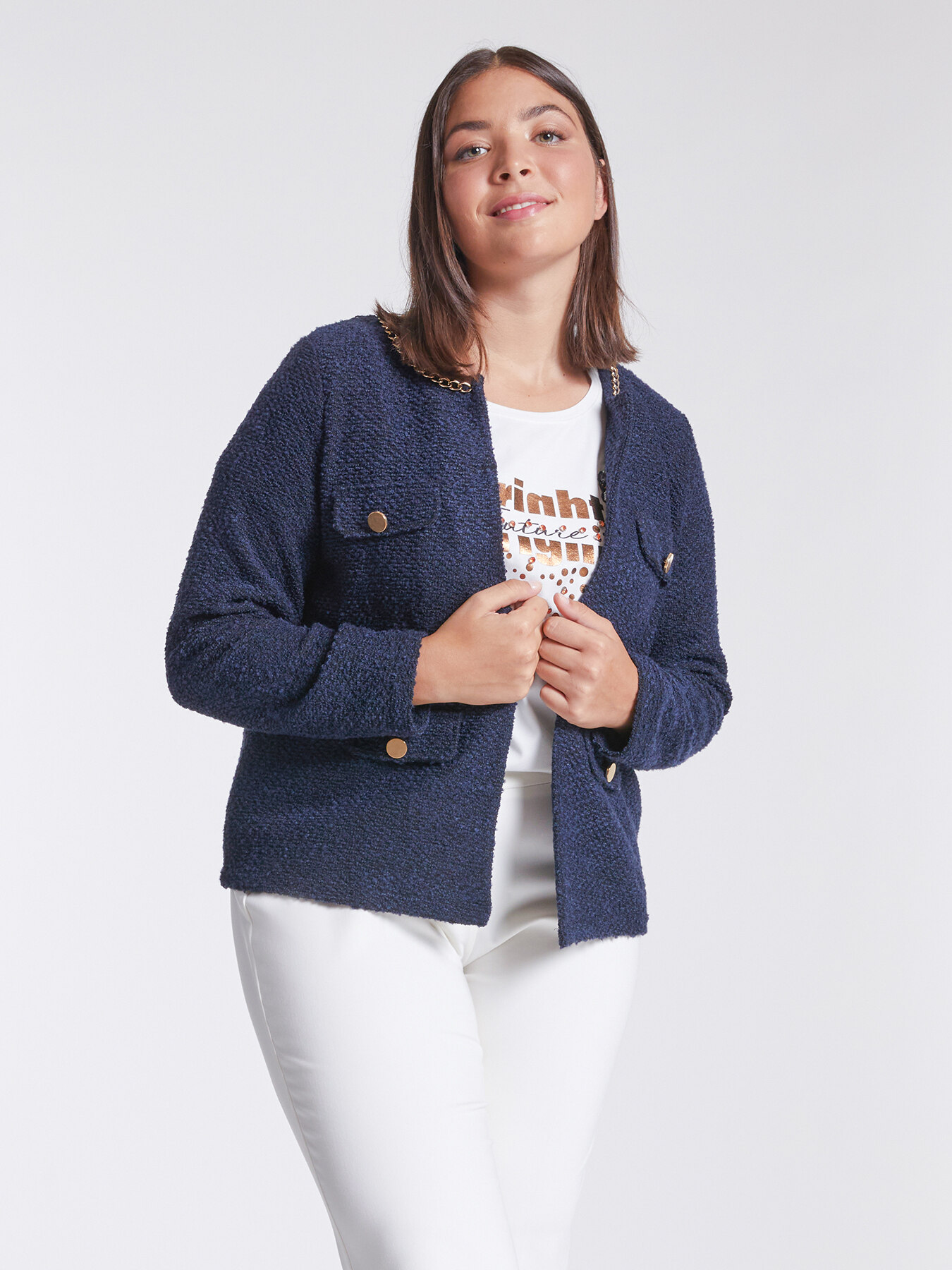 Chaqueta de punto con cadena image number 0