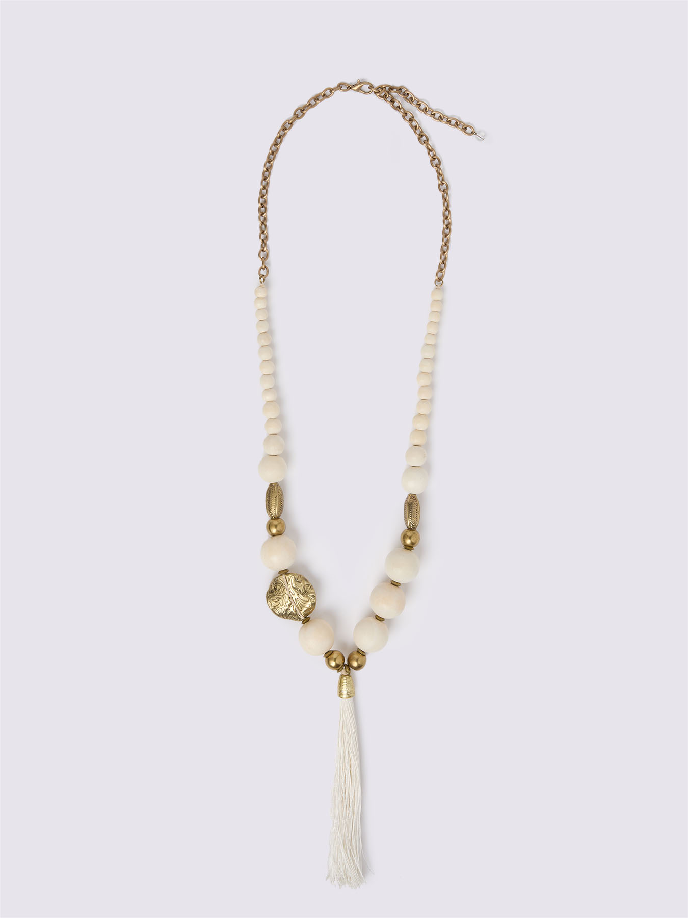 Necklace with beads and decorative tassel image number 1