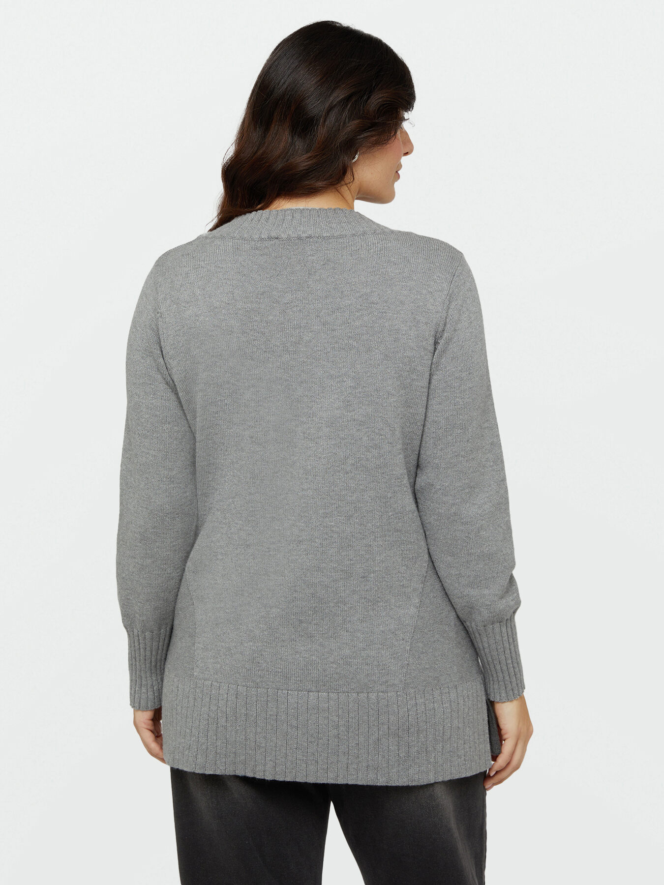 Long sweater with deep V-neck image number 1