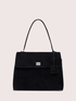 Handbag with front pocket and rigid handle image number 0
