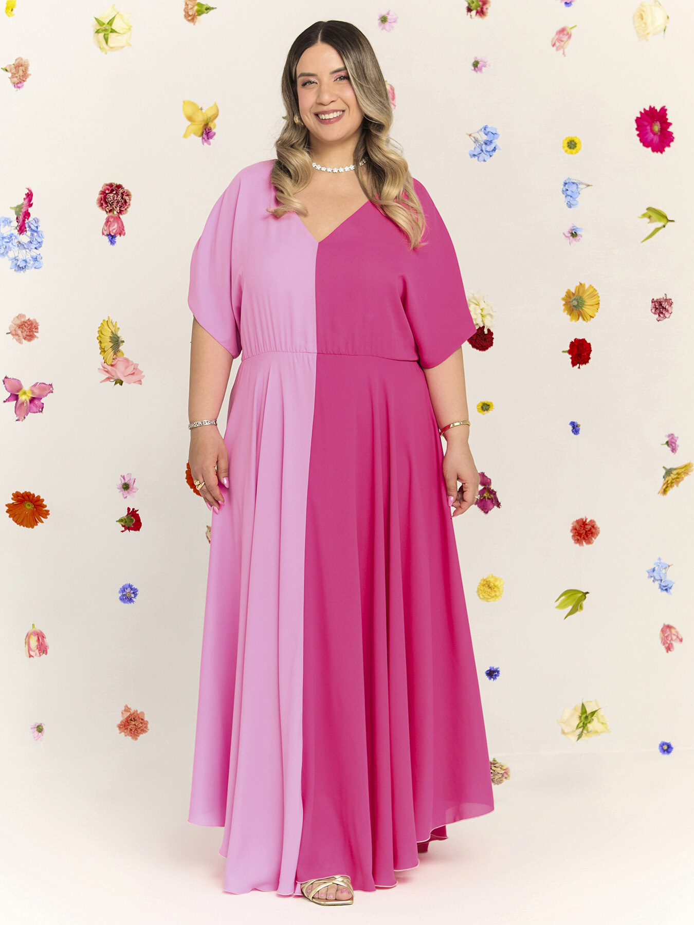 Color block long dress image number 0