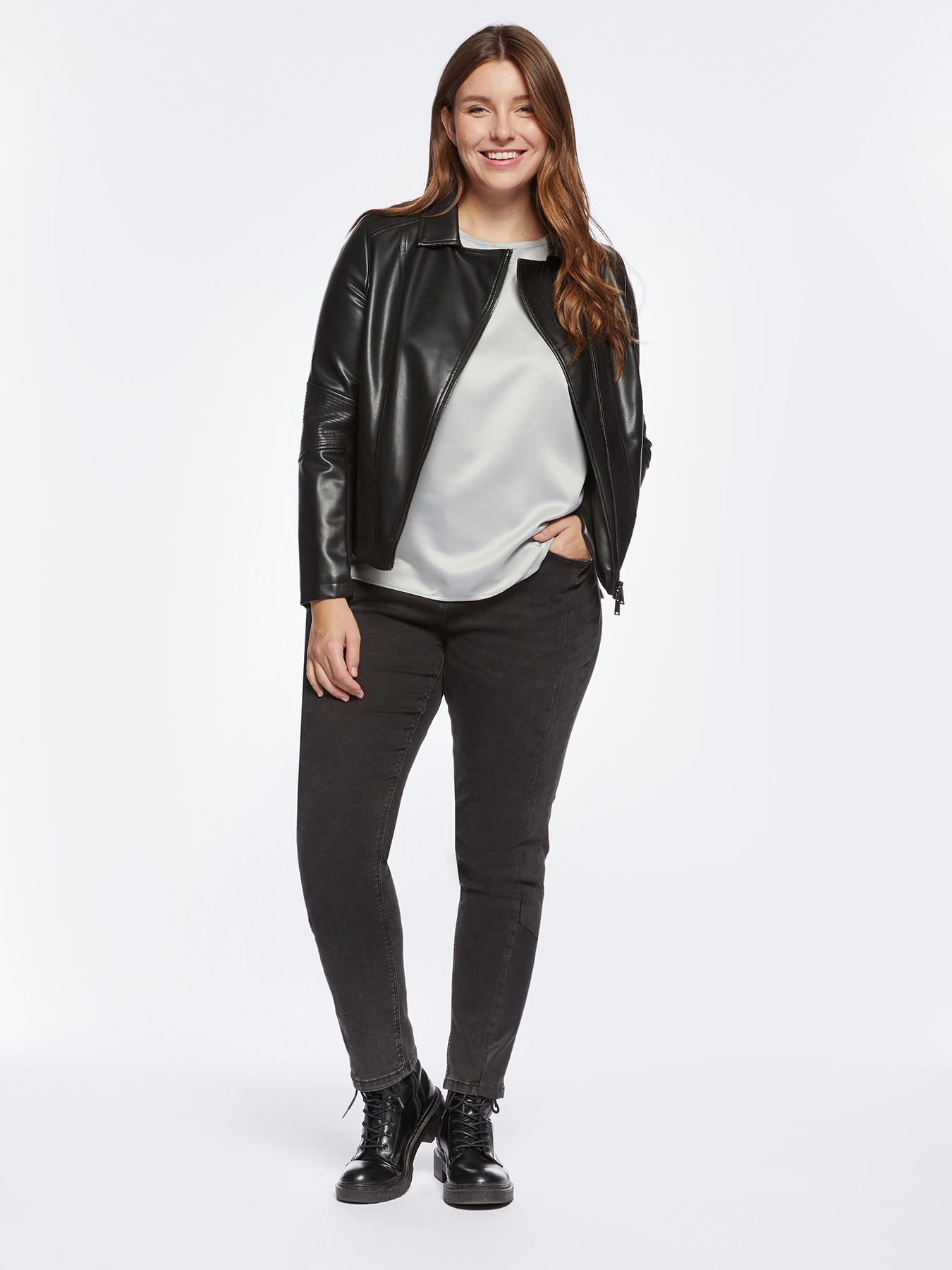 Biker jacket with stitching image number 3