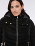 Velvet-effect hooded down jacket image number 2
