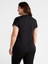 T-shirt bimaterica con ricamo floreale image number 1