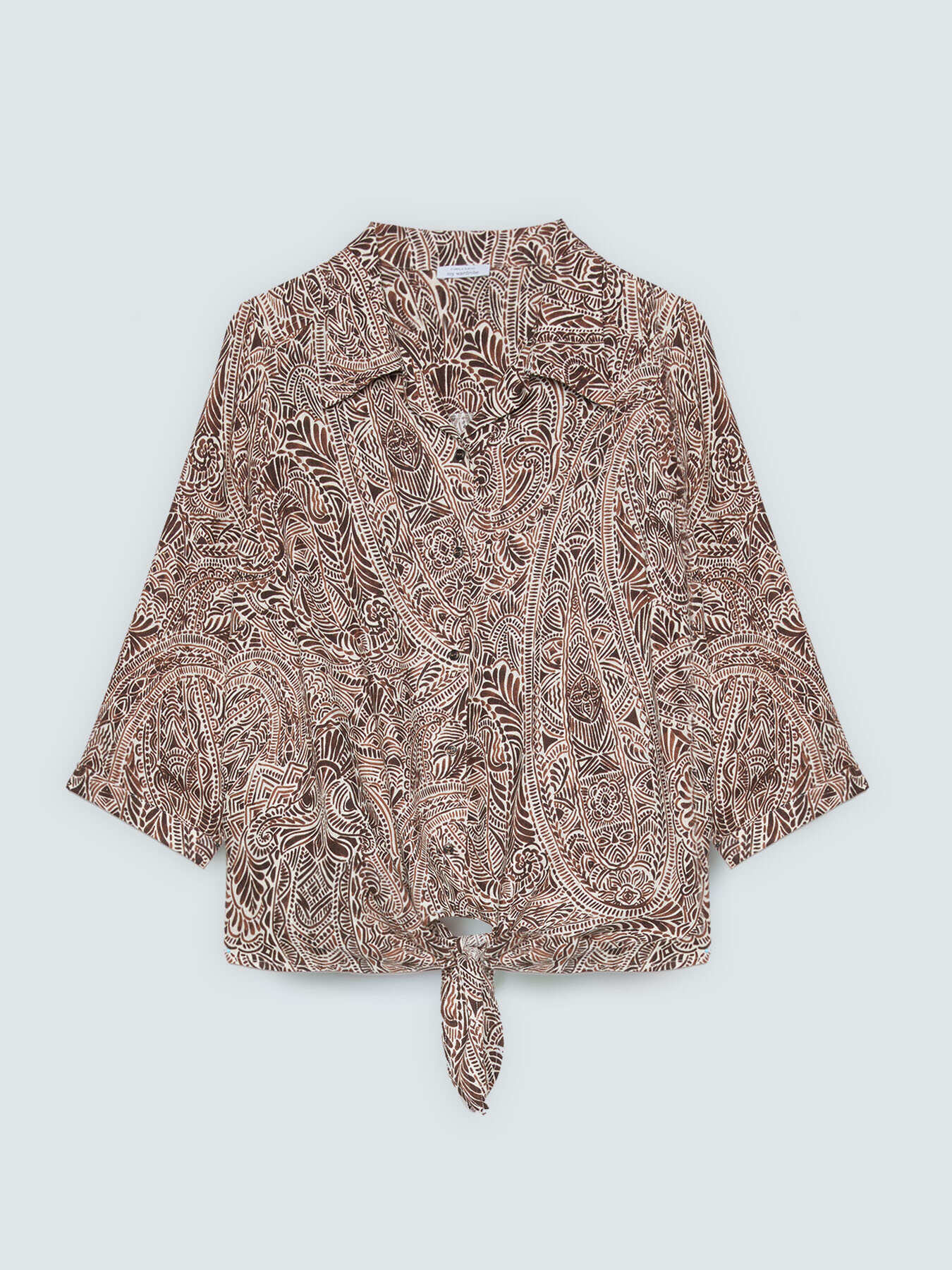 Camisa estampada con nudo image number 4