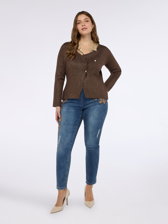 Asymmetrical laminated effect cardigan