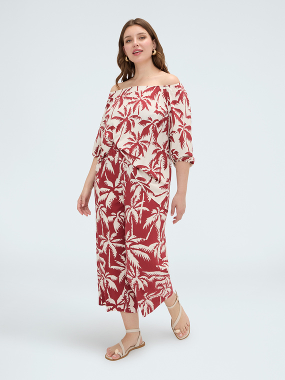 Cropped-Hose aus Viskose mit Print