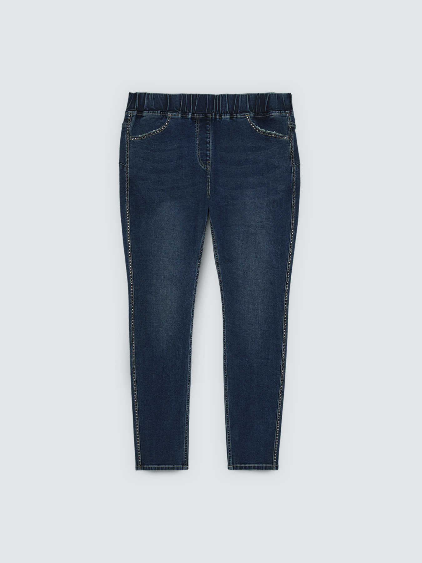 Washed effect jeggings with appliqu&eacute;s image number 4