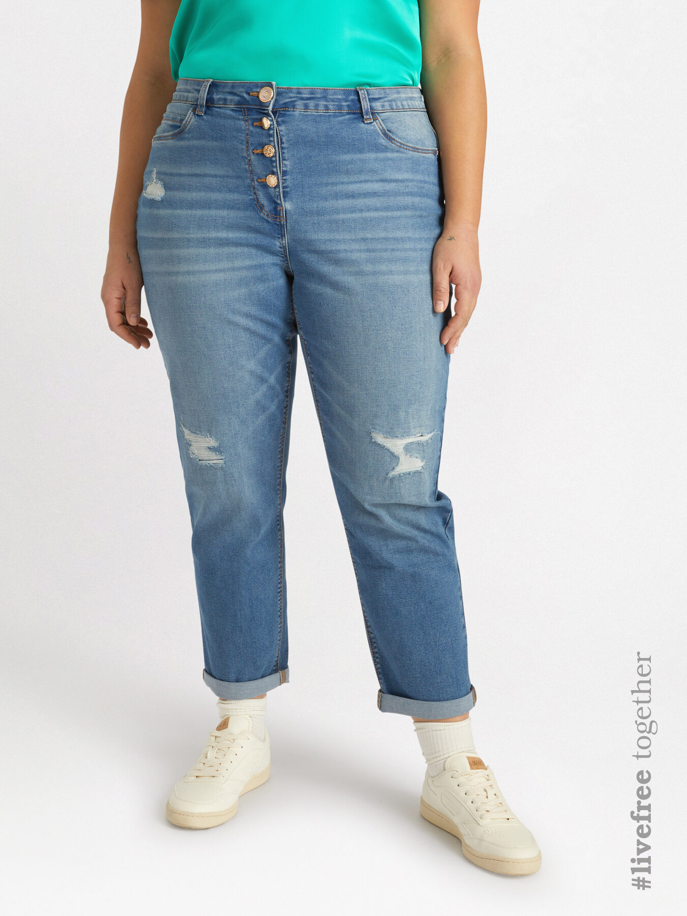 Jeans barrel con strappi image number 0