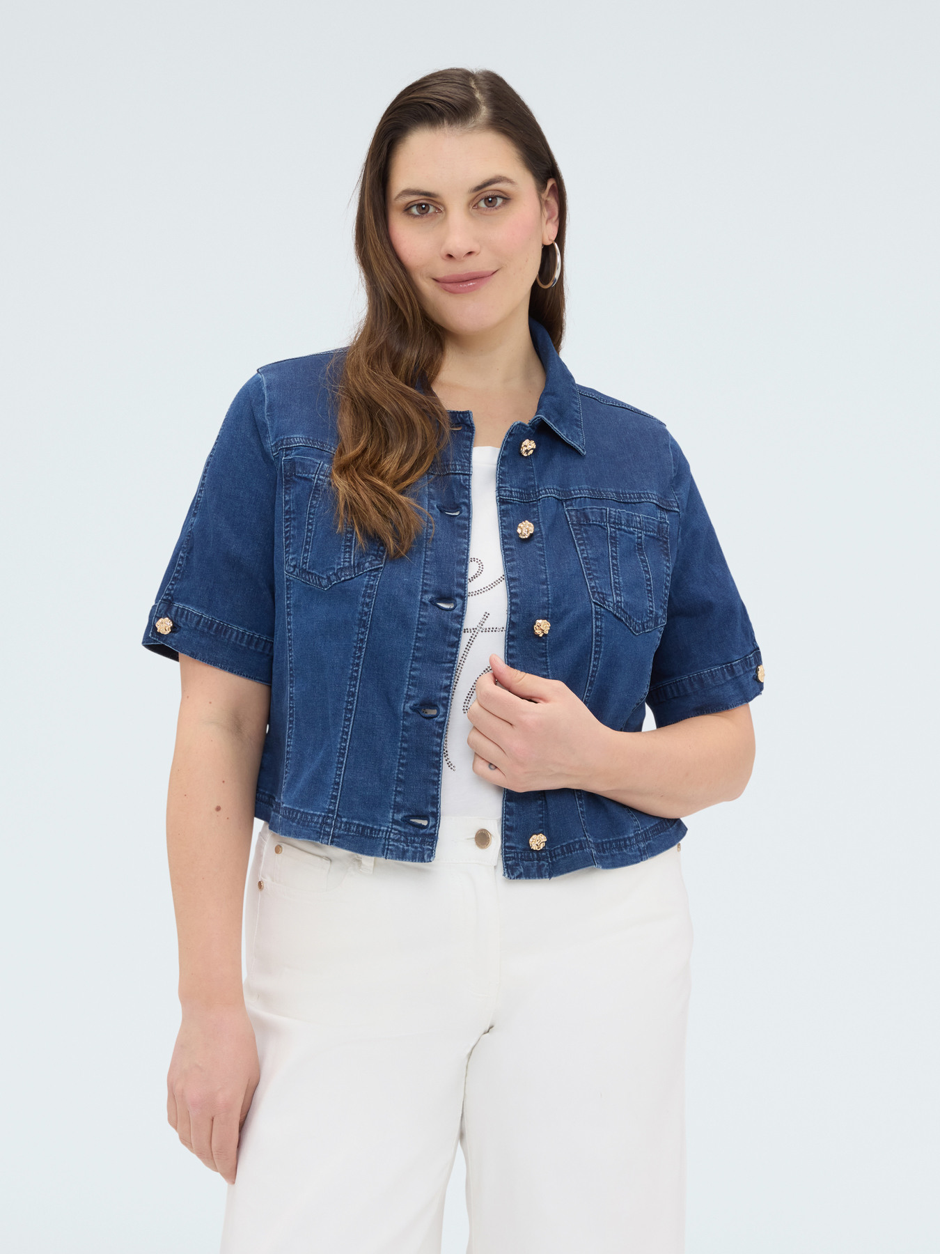 Chaqueta de manga corta en denim image number 2