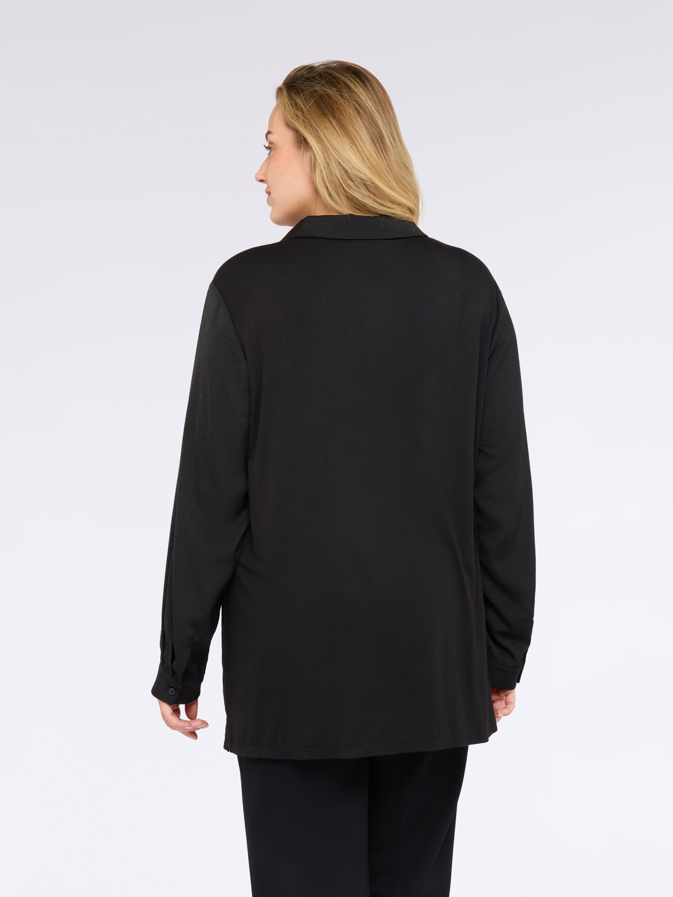 Two-material shirt with viscose blend image number 1