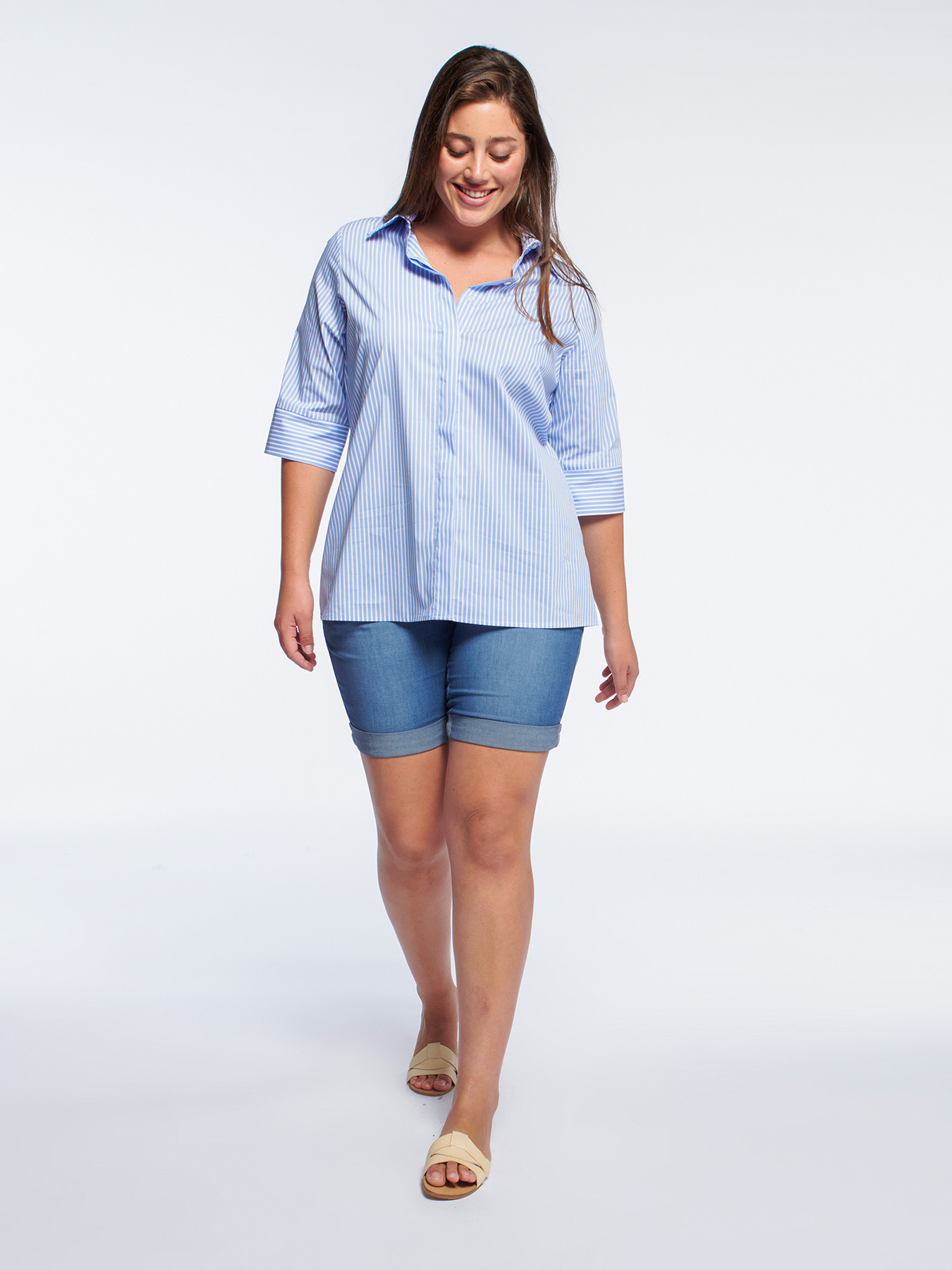 Striped poplin shirt image number 2