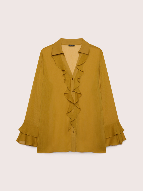 Cr&ecirc;pe blouse with ruffle