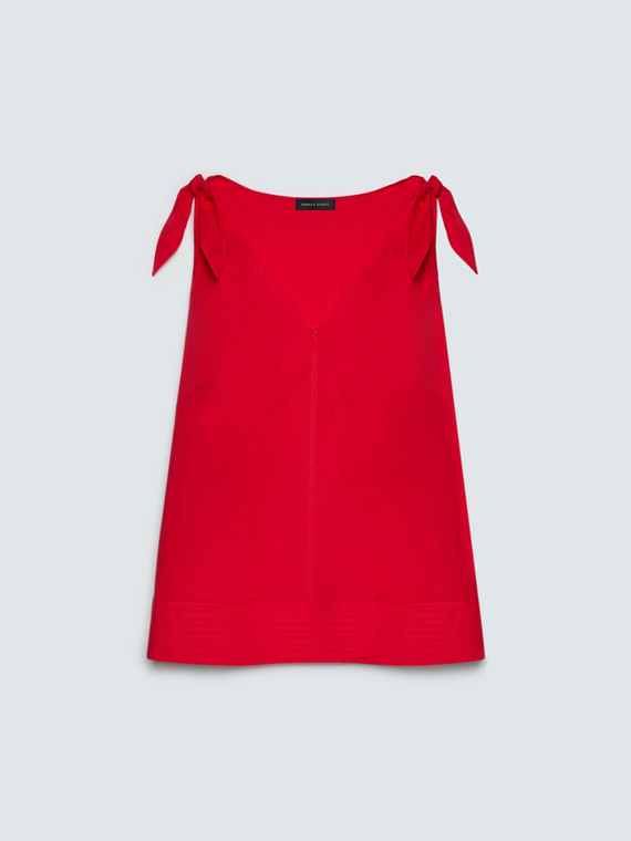 Cotton top with bow knots on the shoulders
