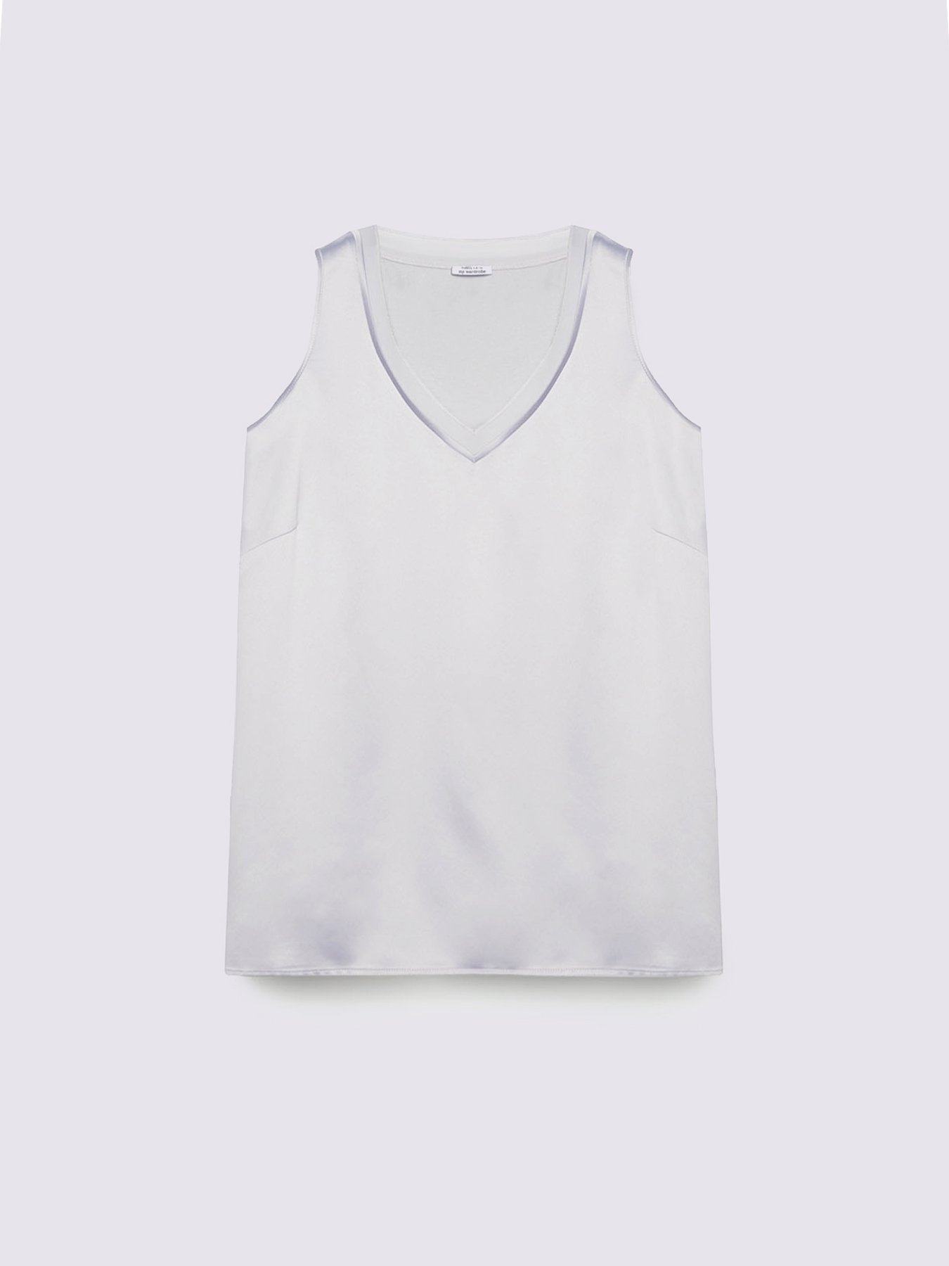 Top in due tessuti con scollo a V image number 3