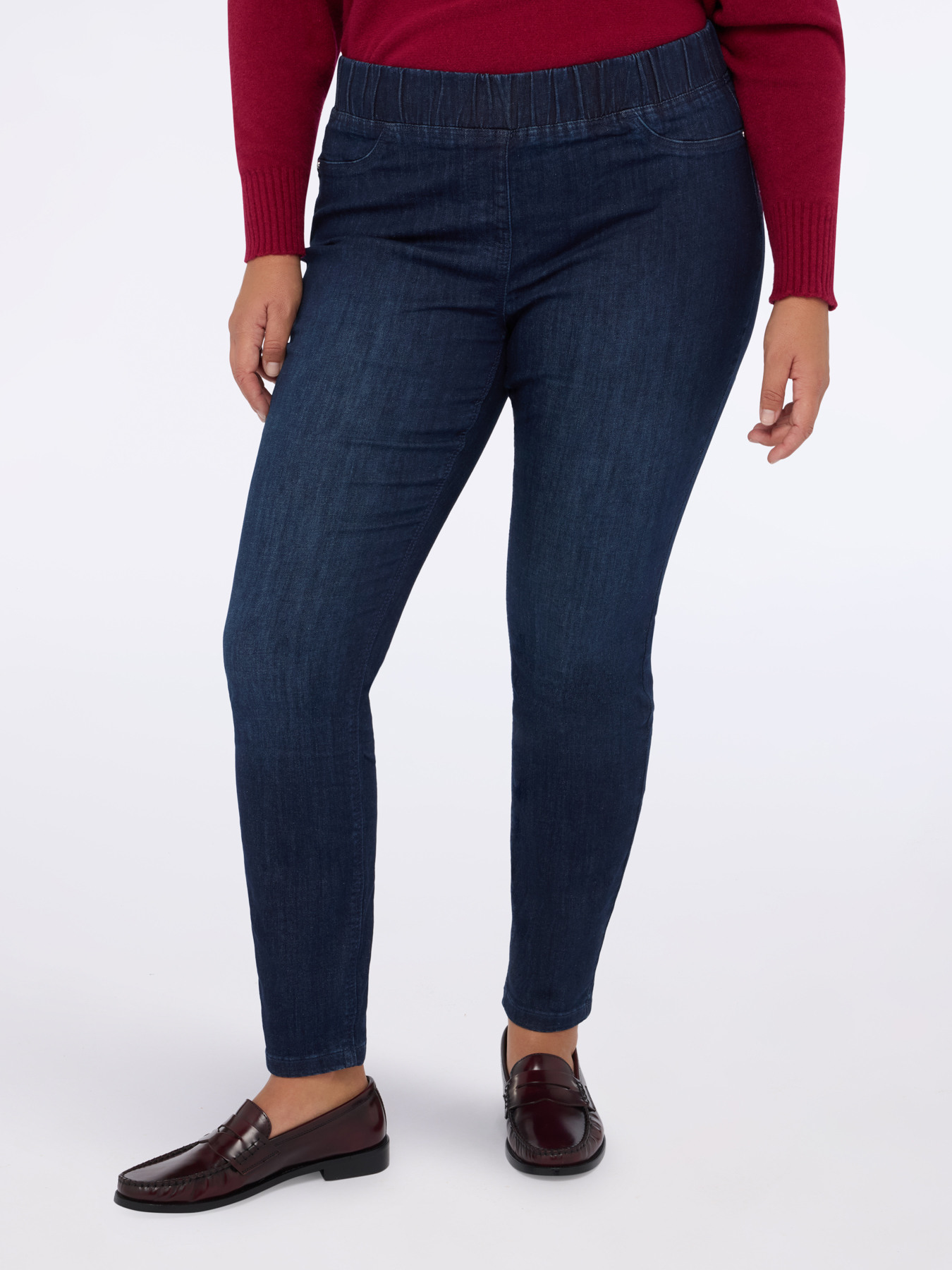 Dark wash denim jeggings image number 2