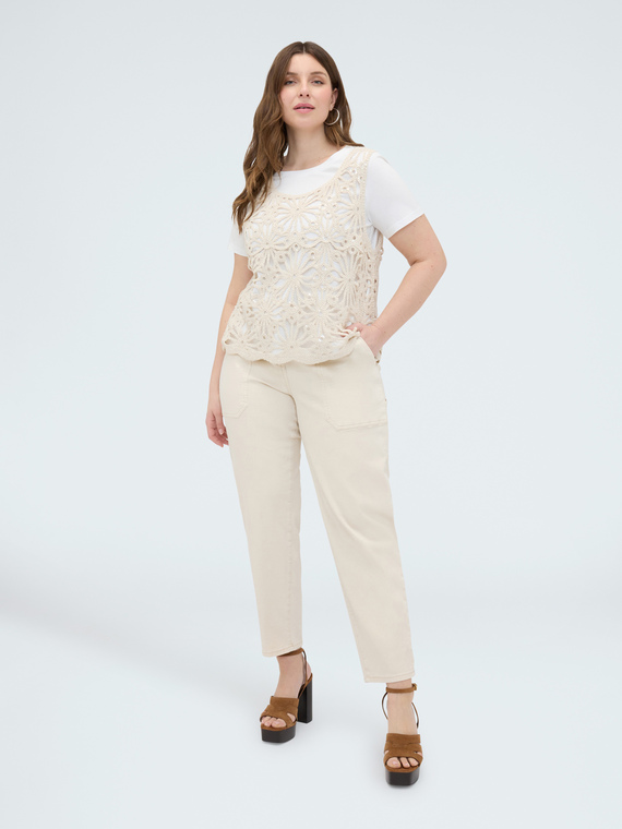 T-shirt with crochet top