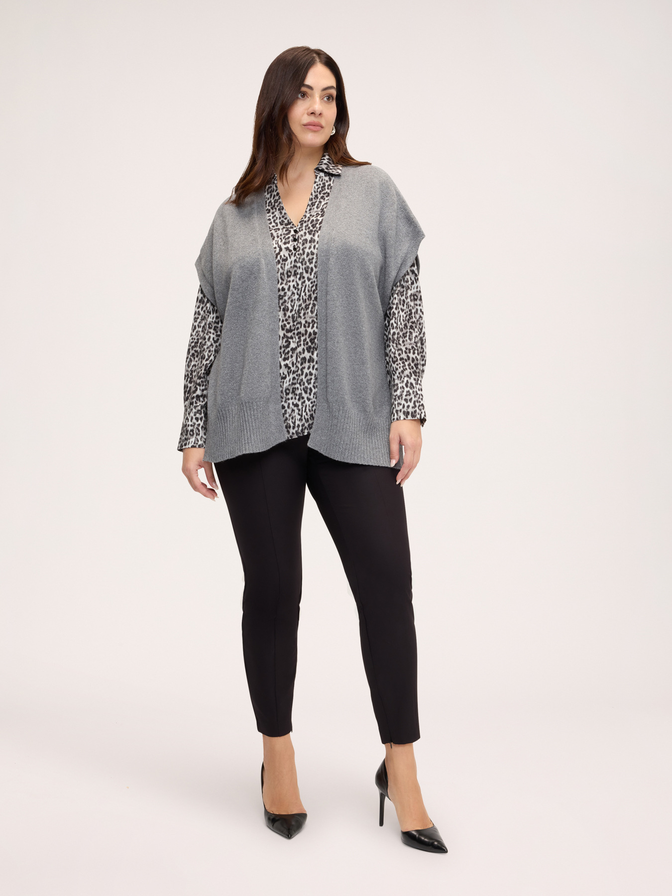 Gilet ouvert en viscose m&eacute;lang&eacute;e image number 2