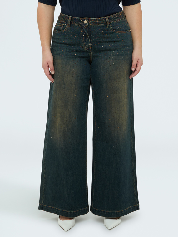 Jeans Wide Leg con applicazioni luminose