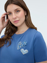 T-shirt en coton avec c&oelig;urs et strass image number 3