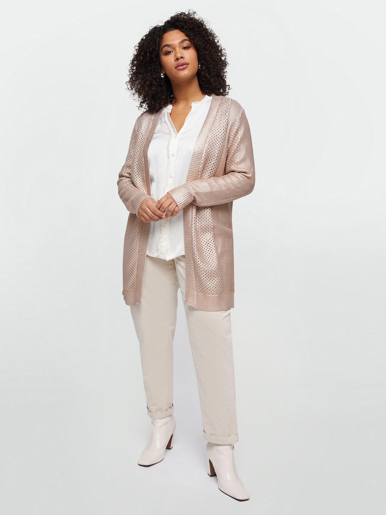 Shimmer-effect cardigan with netting image number 2